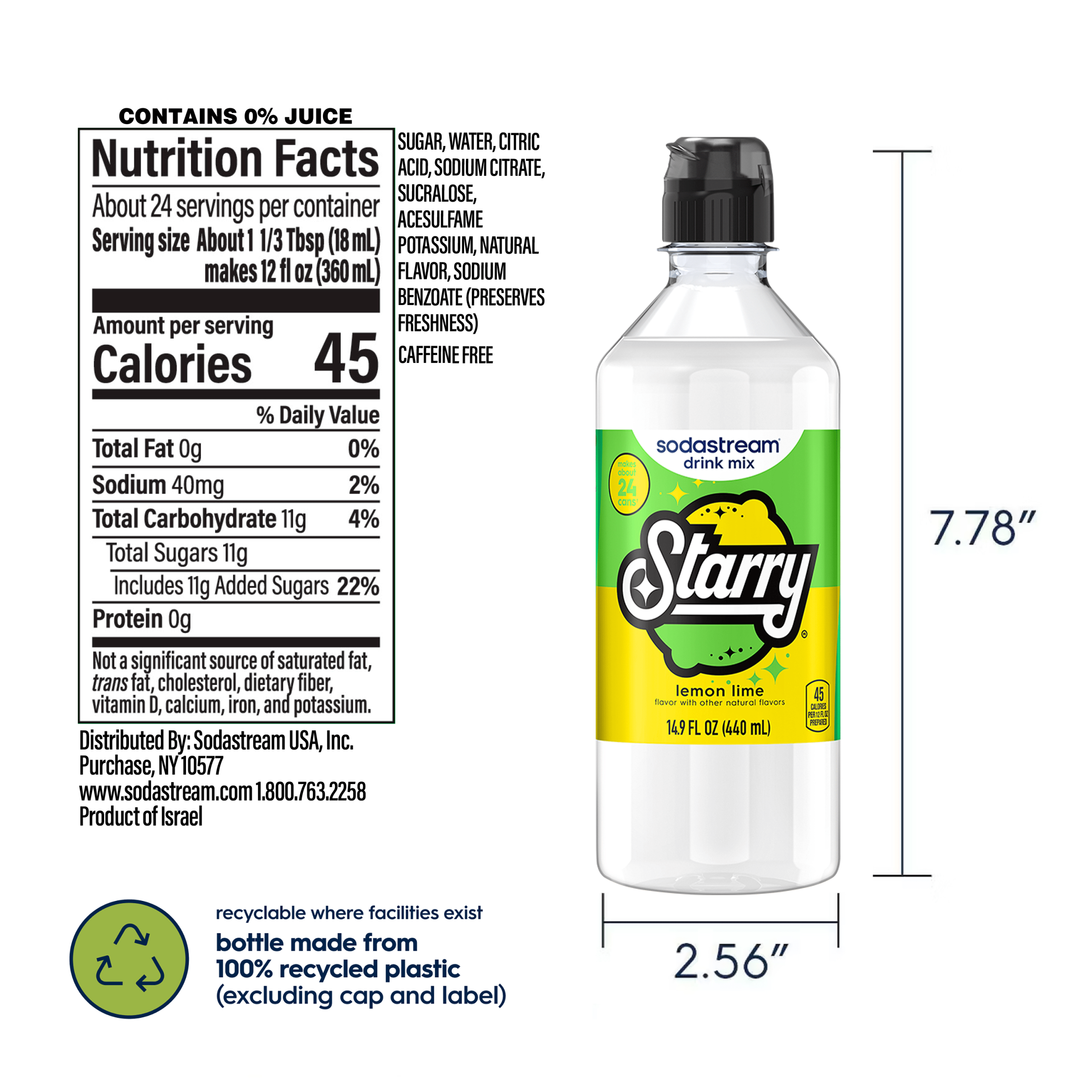 Sodastream STARRY? Lemon Lime Drink Mix 4 Pack 440ml - Image 6