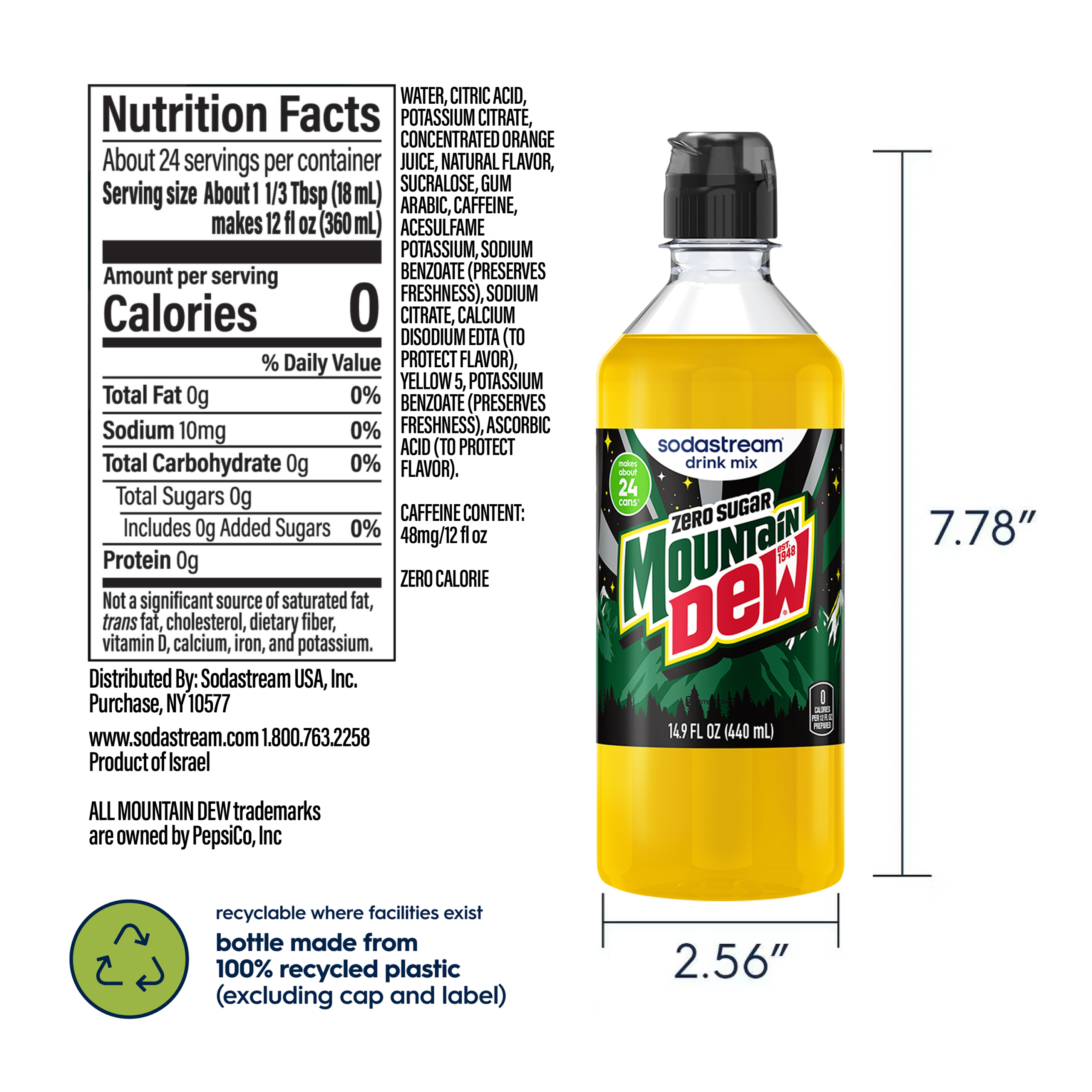 Sodastream MTN DEW Zero Sugar Drink Mix 440ml - Image 5
