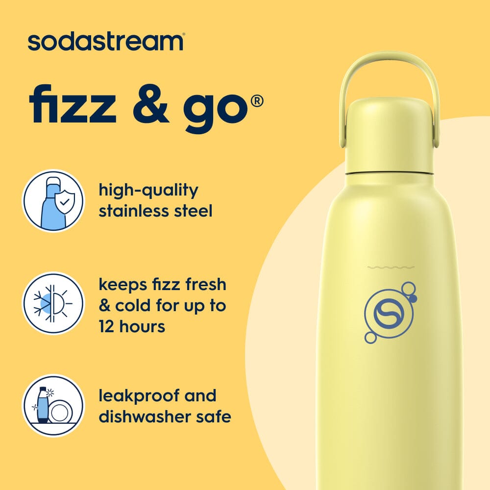 Sodastream Fizz & Go? Insulated Stainless Steel Carbonating Bottle Lemon 30.4 oz - Image 3
